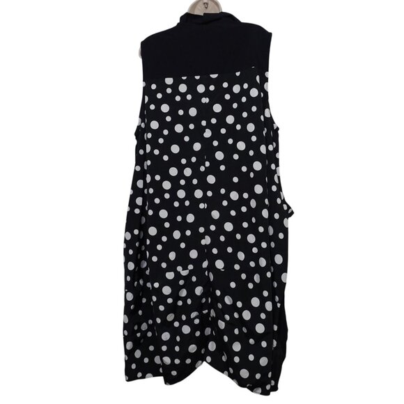 Frou Frou Georgetta Zip Front Vest Frock Black White Polka Dot Women Size 2X NEW - Picture 5 of 8